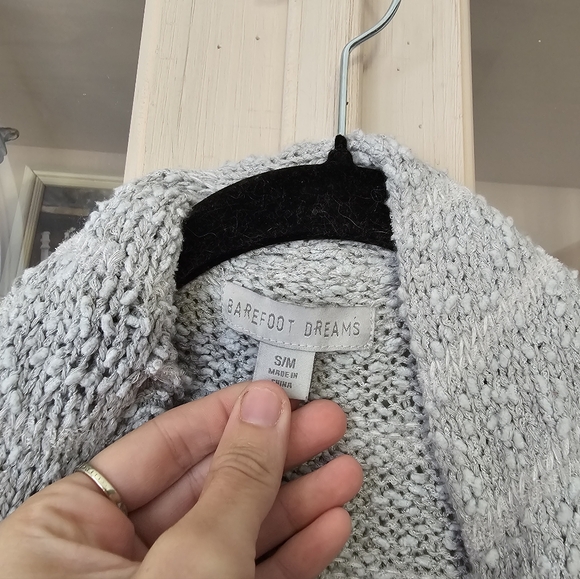 Barefoot Dreams Boucle Shadow Grey Stripe Cardigan - Picture 5 of 6